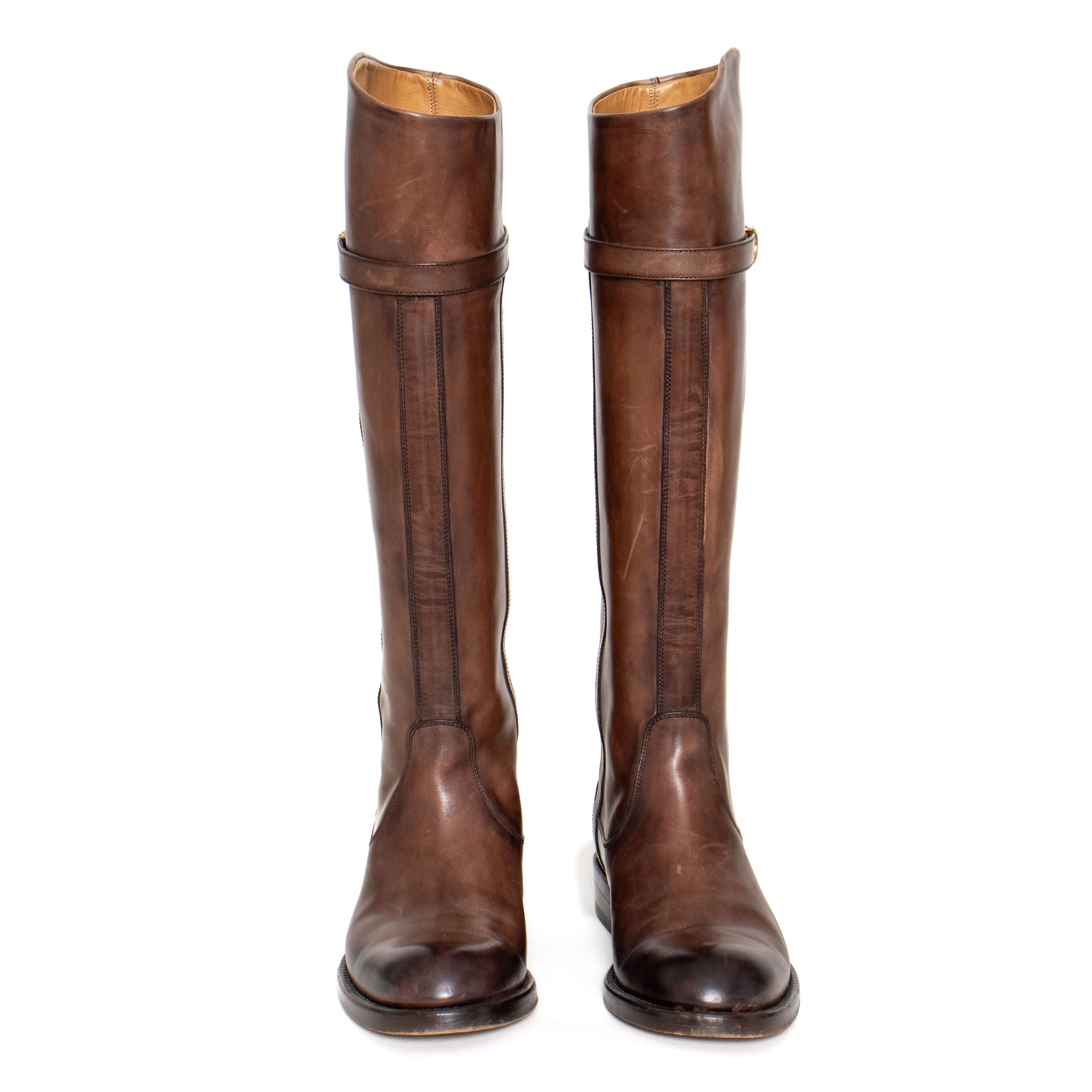 Dark Brown Leather Riding Boots 37