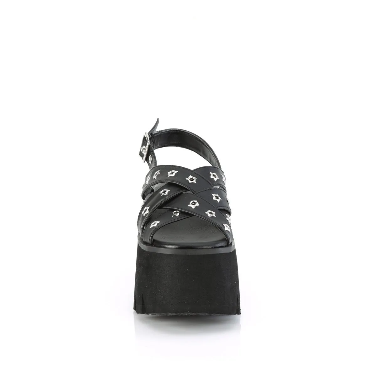 Demonia ASHES-12 | Black Vegan Leather Sandals