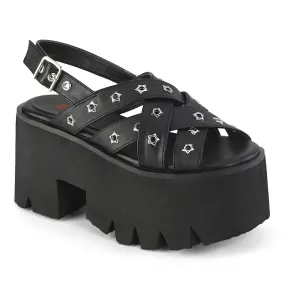 Demonia ASHES-12 | Black Vegan Leather Sandals