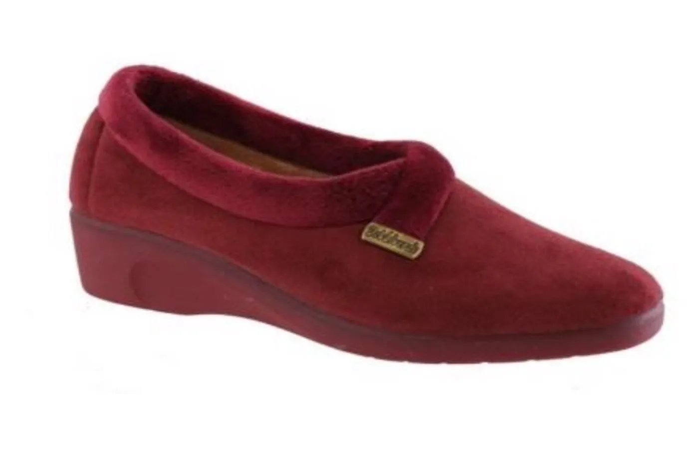 DeValverde Ladies Burgundy Wedge Slipper DV200