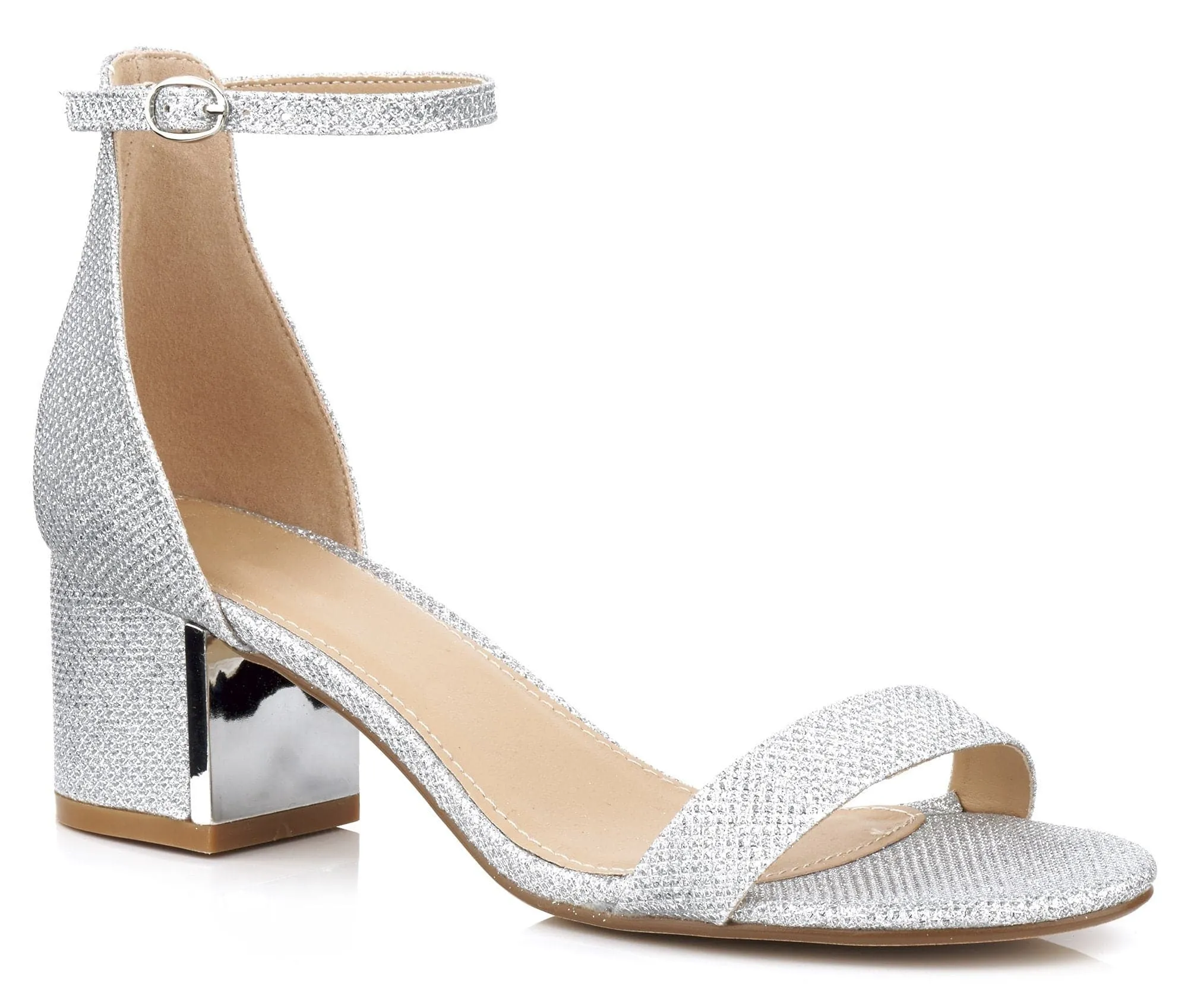 Elodie Gold Trim Anklestrap Sandal In Silver Shimmer