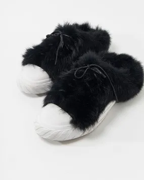 FAUX FUR FRONT LACE SHOES 2030 - حذاء