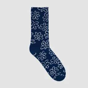 Flowers Allover Socks - Navy