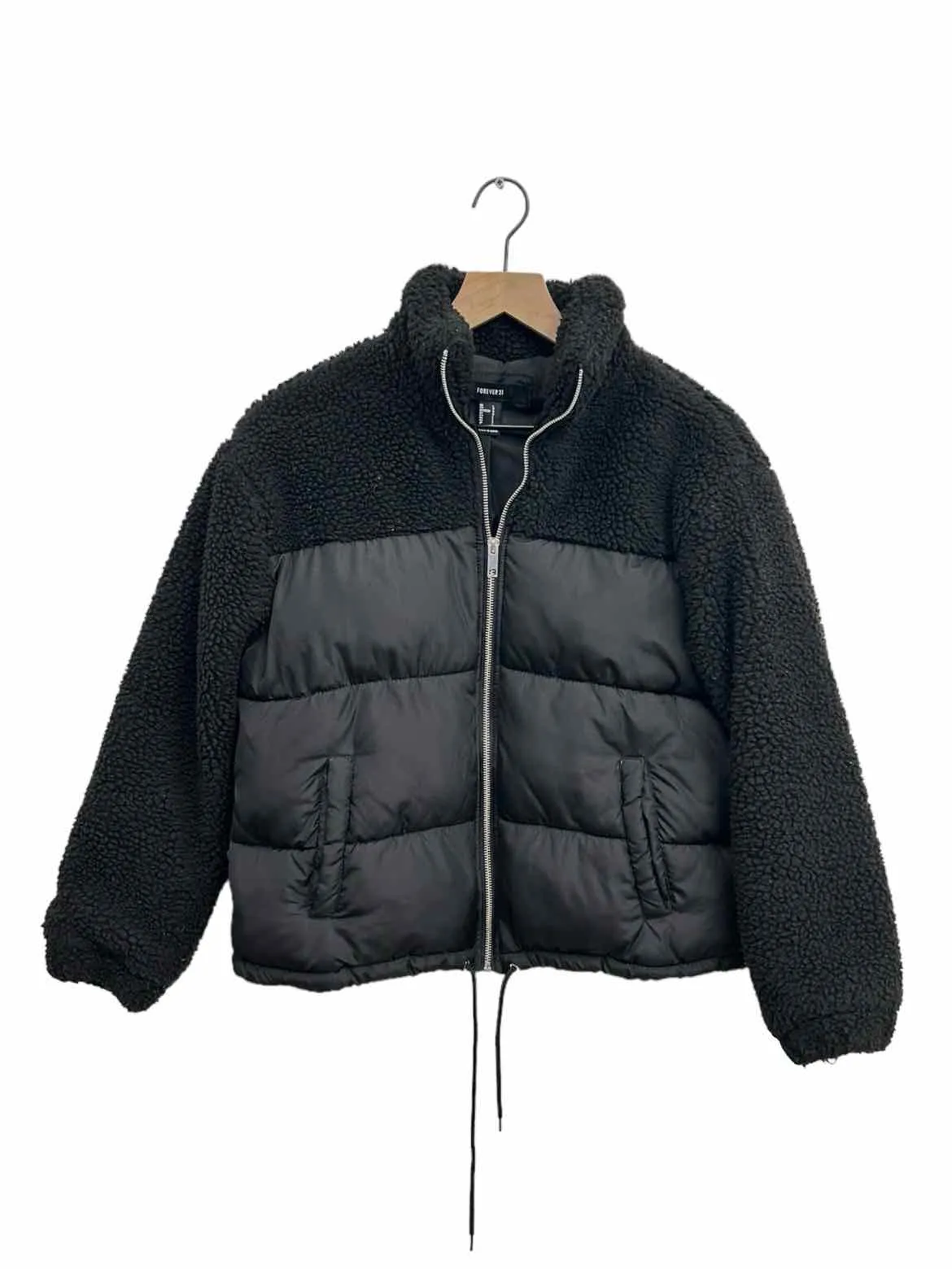 FOREVER 21 Black SHERPA/QUILTED Women Size LJR Coat