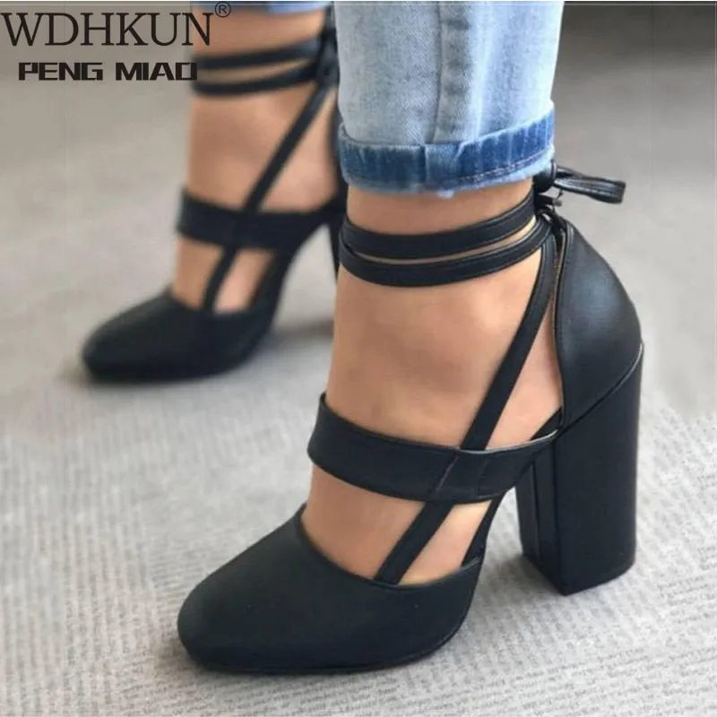 GLSR Chaussures Gladiator Summer Thick Heels