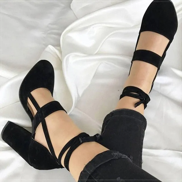 GLSR Chaussures Gladiator Summer Thick Heels