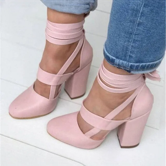 GLSR Chaussures Gladiator Summer Thick Heels