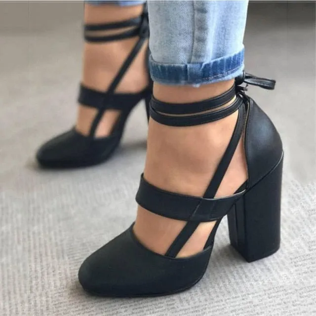 GLSR Chaussures Gladiator Summer Thick Heels