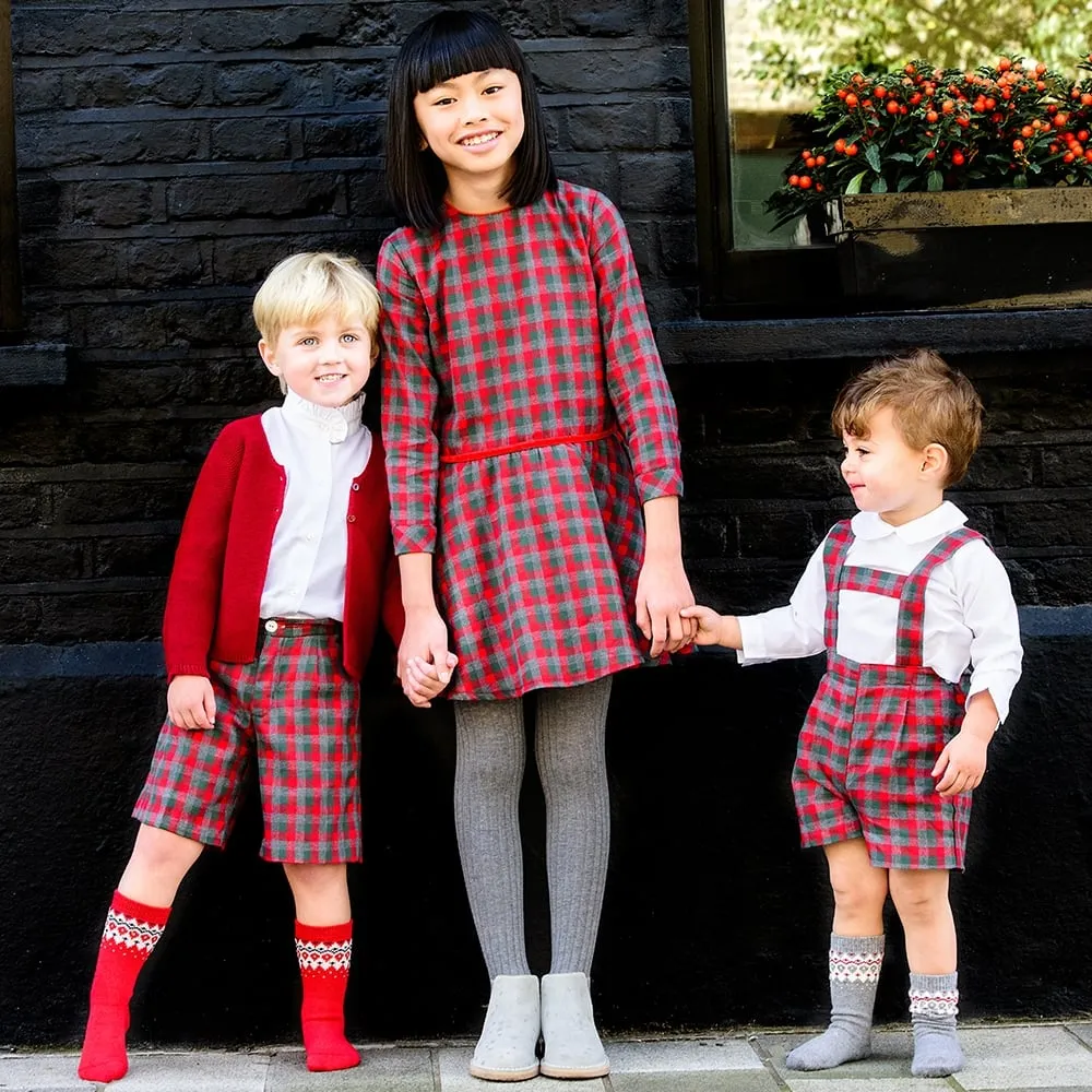 Grey Knee Border Fair Isle Socks