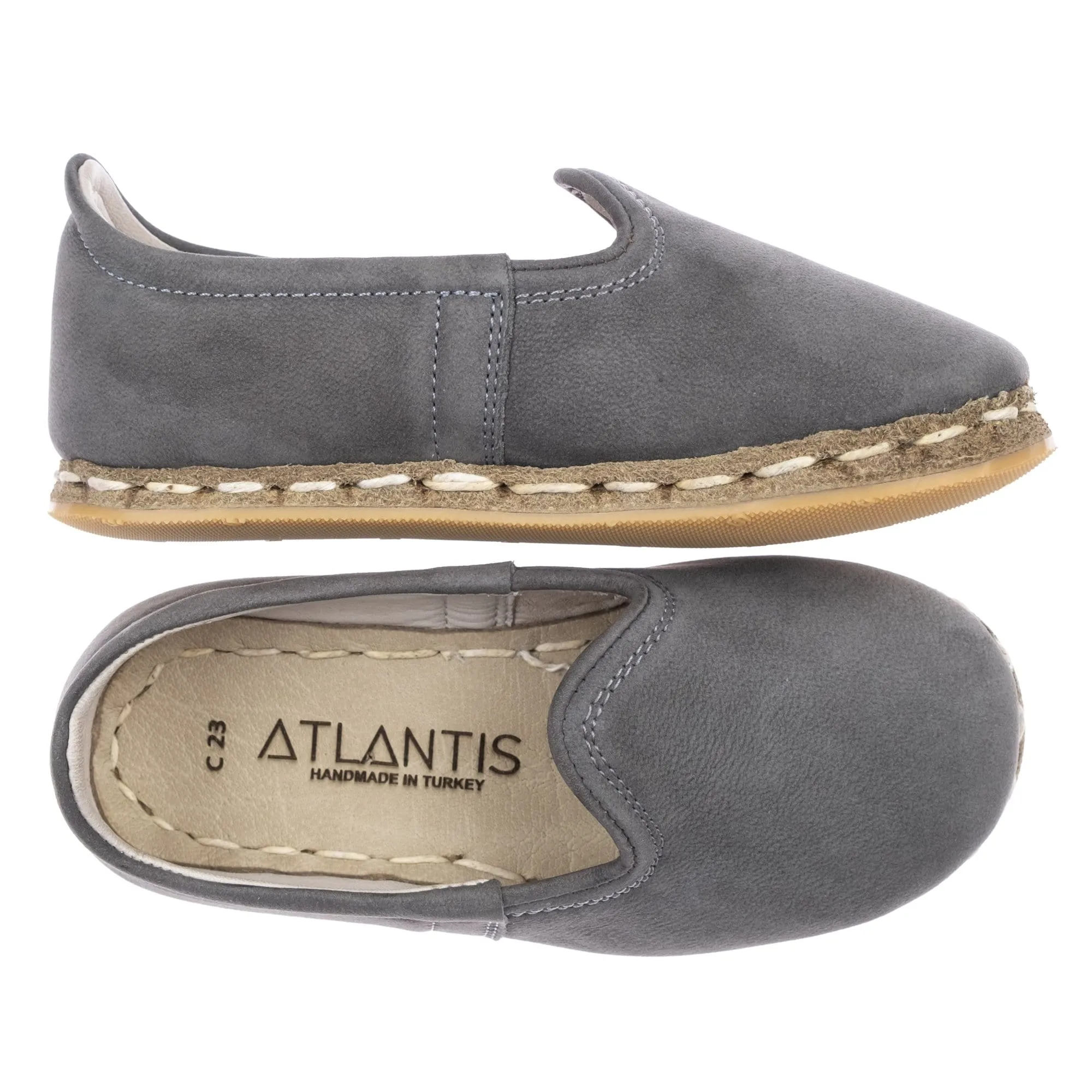 Kids Gray Leather Shoes