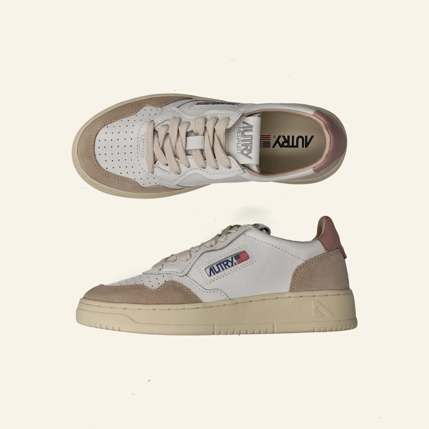 LOW SNEAKER 80's  LS37 | Suede White / Powder