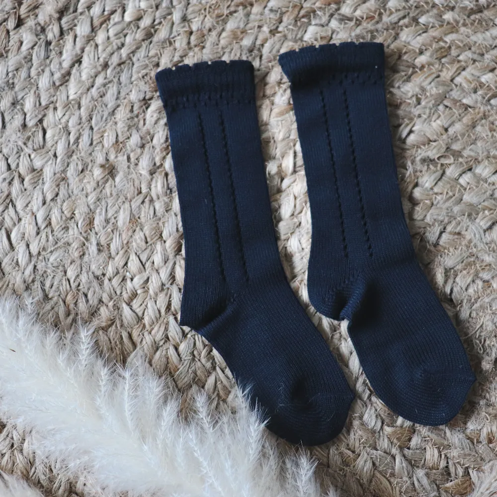 Meia Pata Perle Navy Blue Knee Socks