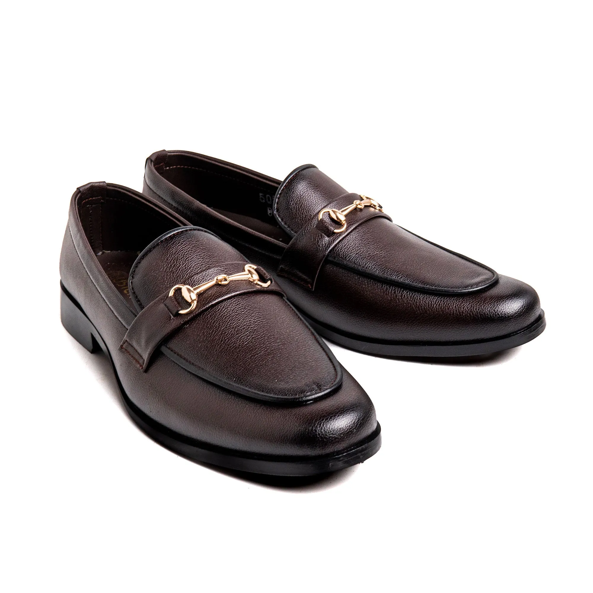 Men Brown Buckled Imported PU Leather Shoes