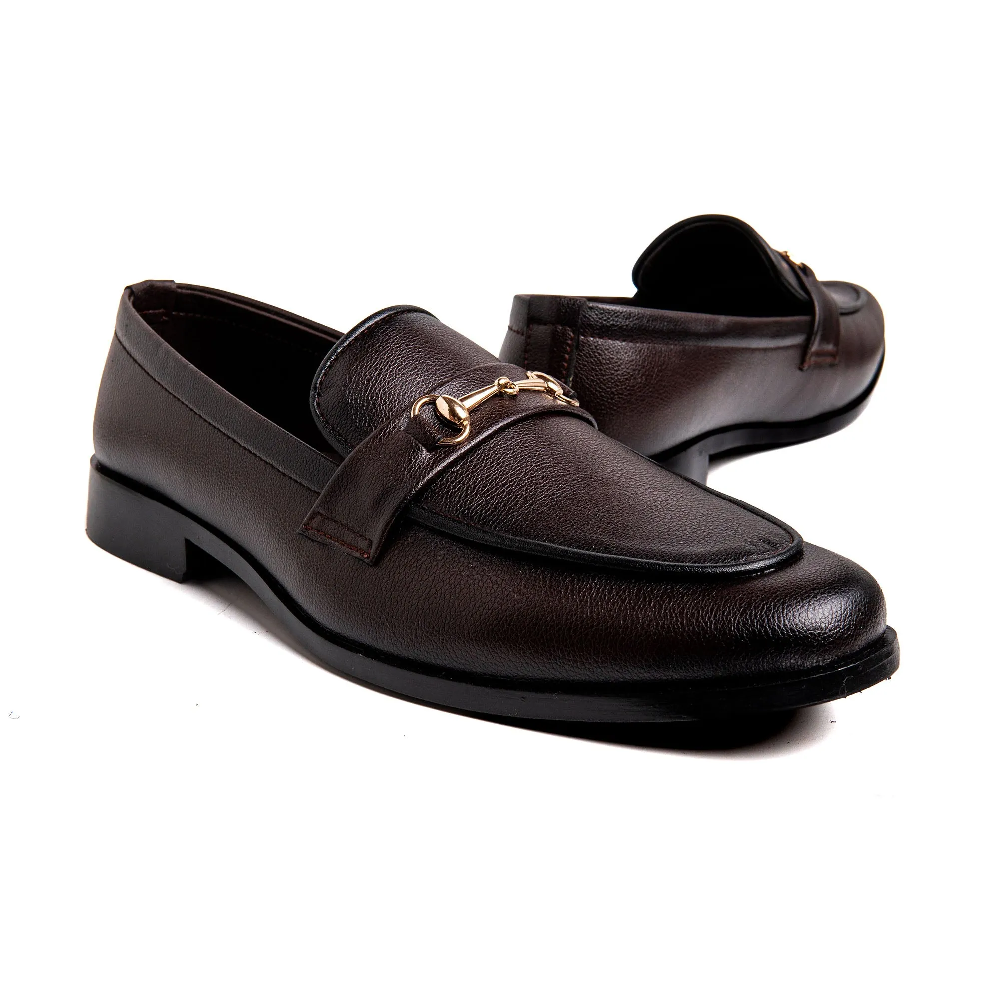 Men Brown Buckled Imported PU Leather Shoes