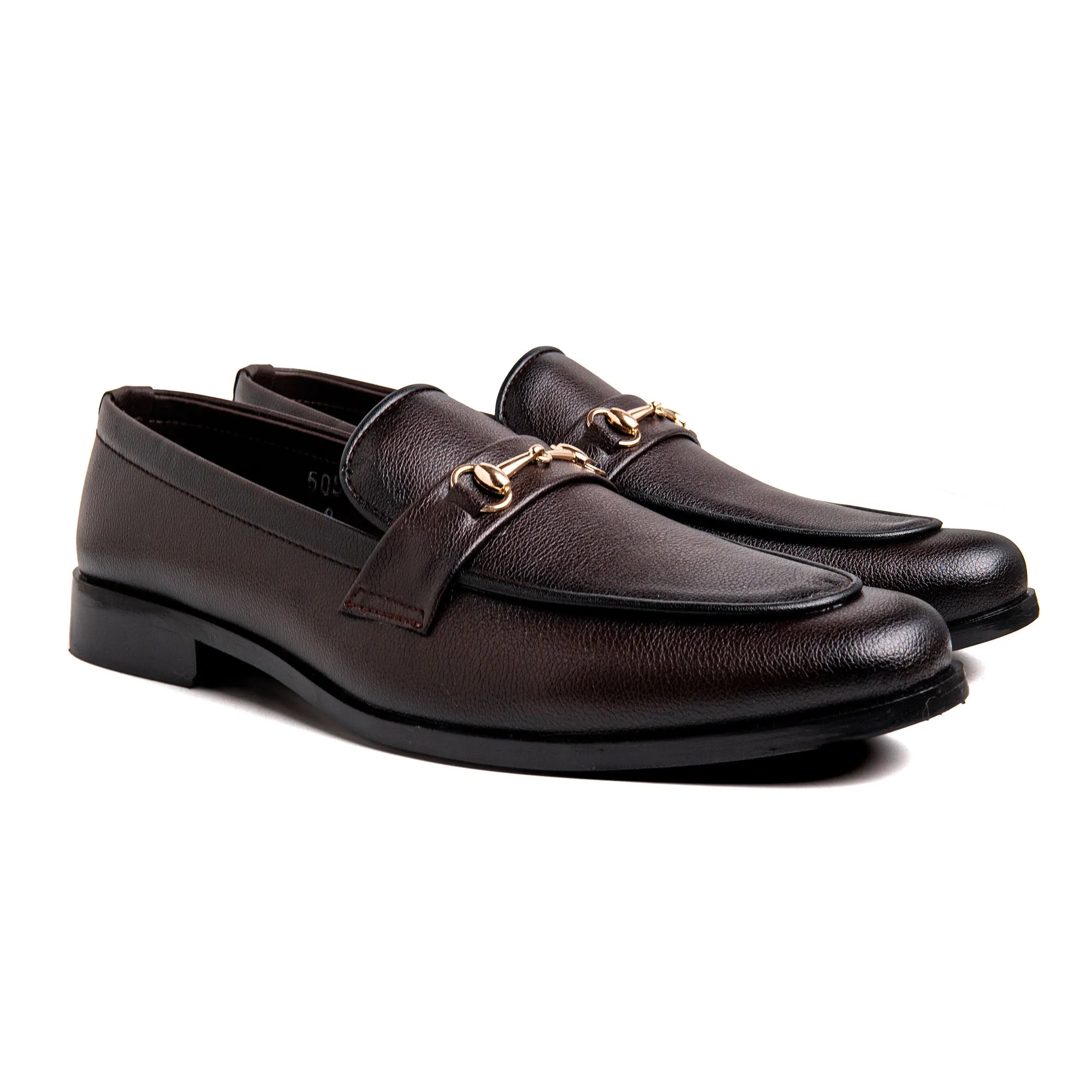 Men Brown Buckled Imported PU Leather Shoes