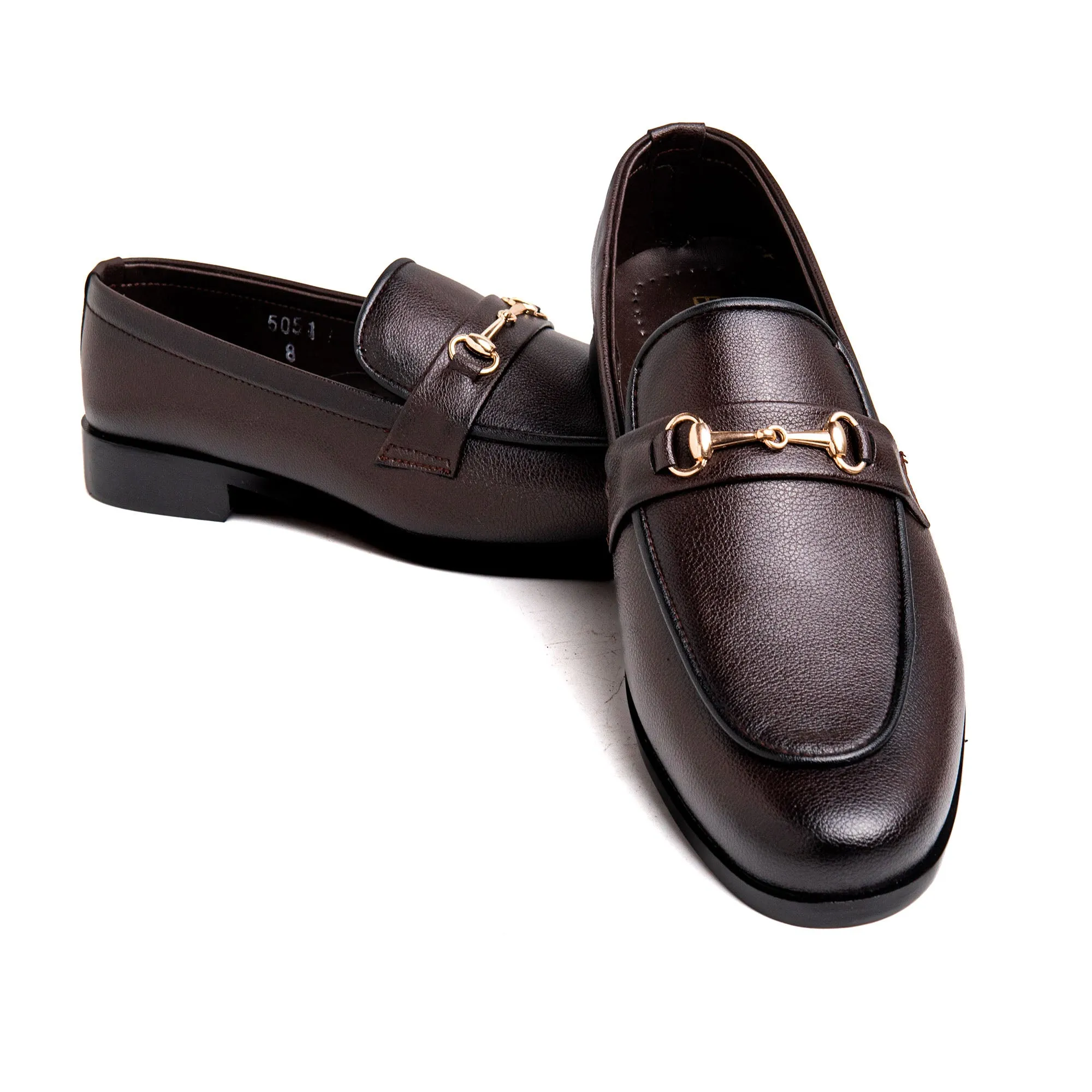 Men Brown Buckled Imported PU Leather Shoes