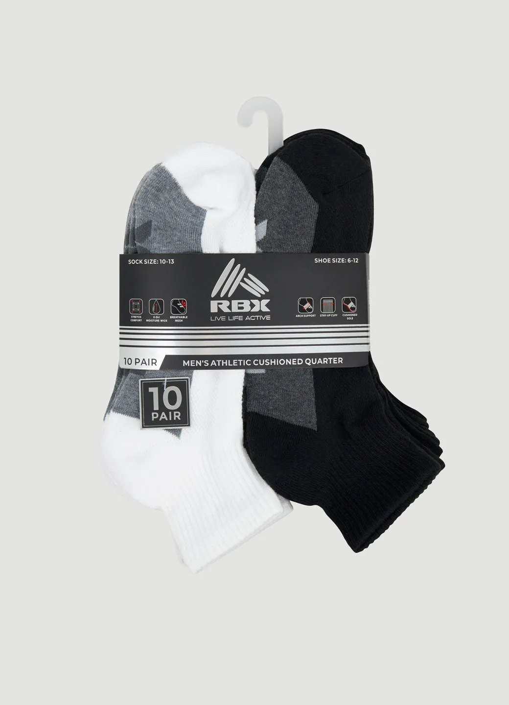 Men's 10-Pack Quarter Socks