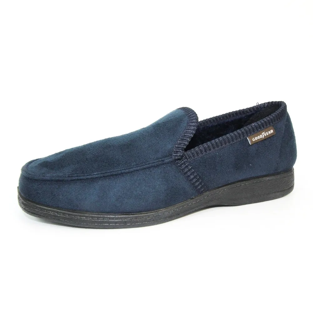 Mens Bedroom Slippers Navy Eden Goodyear Size 7 to 11