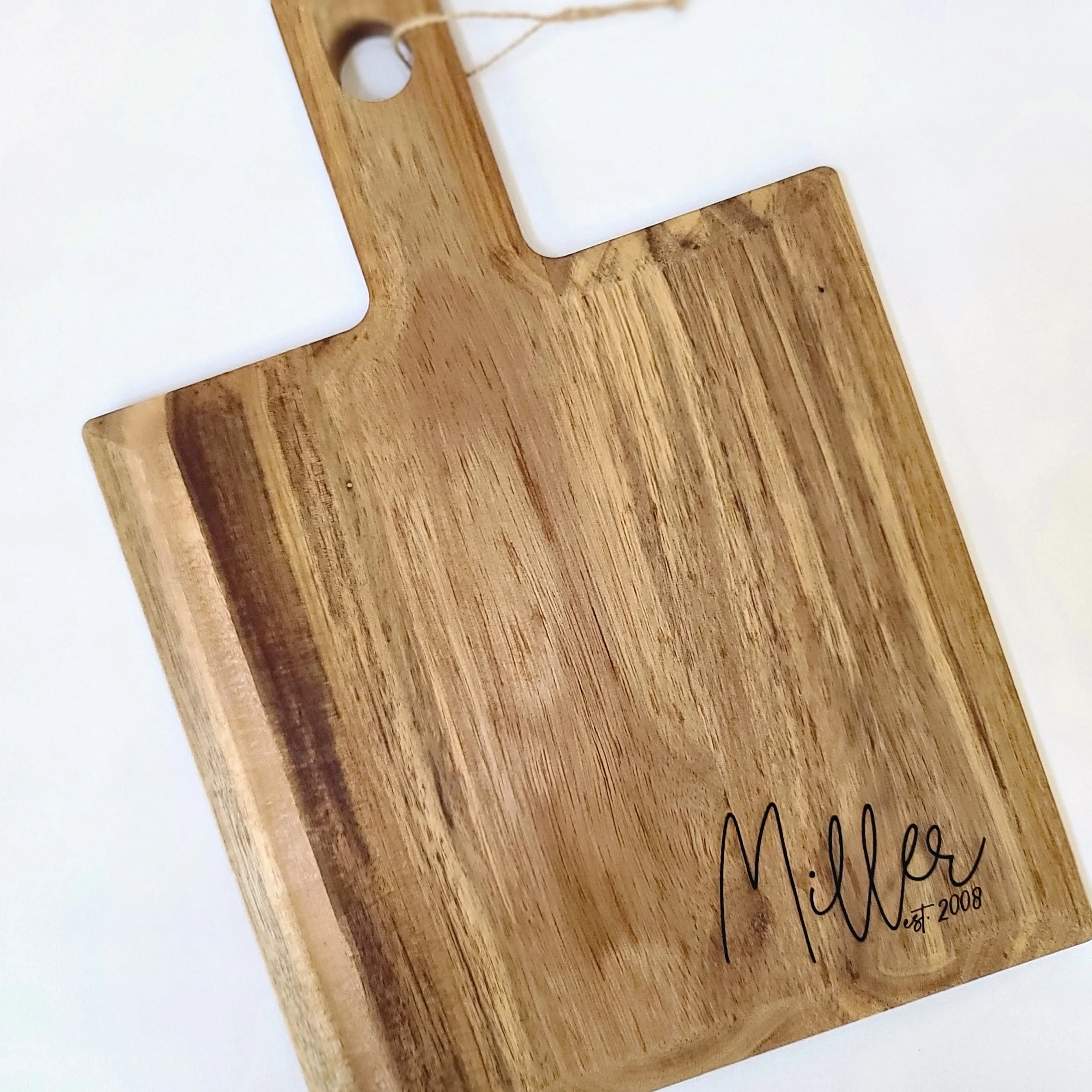 Personalized Engraved Cutting Board with Script Name | Acacia Wood Square Cutting Board