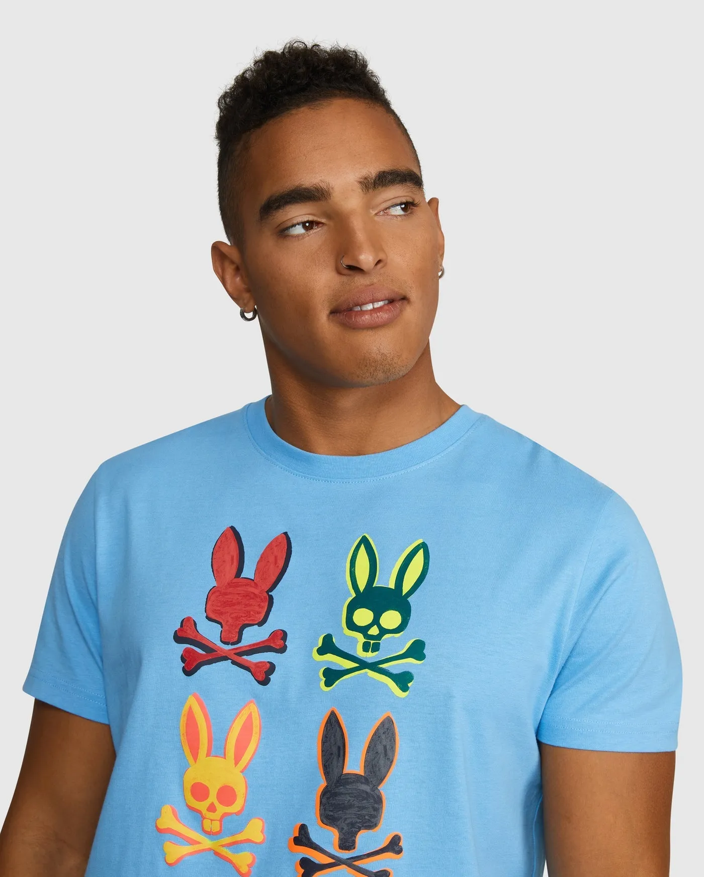 Psycho Bunny Bennett Multi Bunny Graphic Tee in Glacial Blue