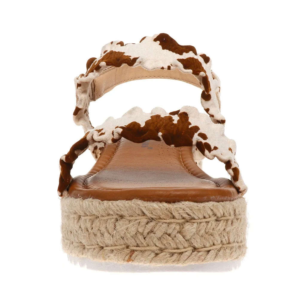 Ruffle Strap Wedge Sandal