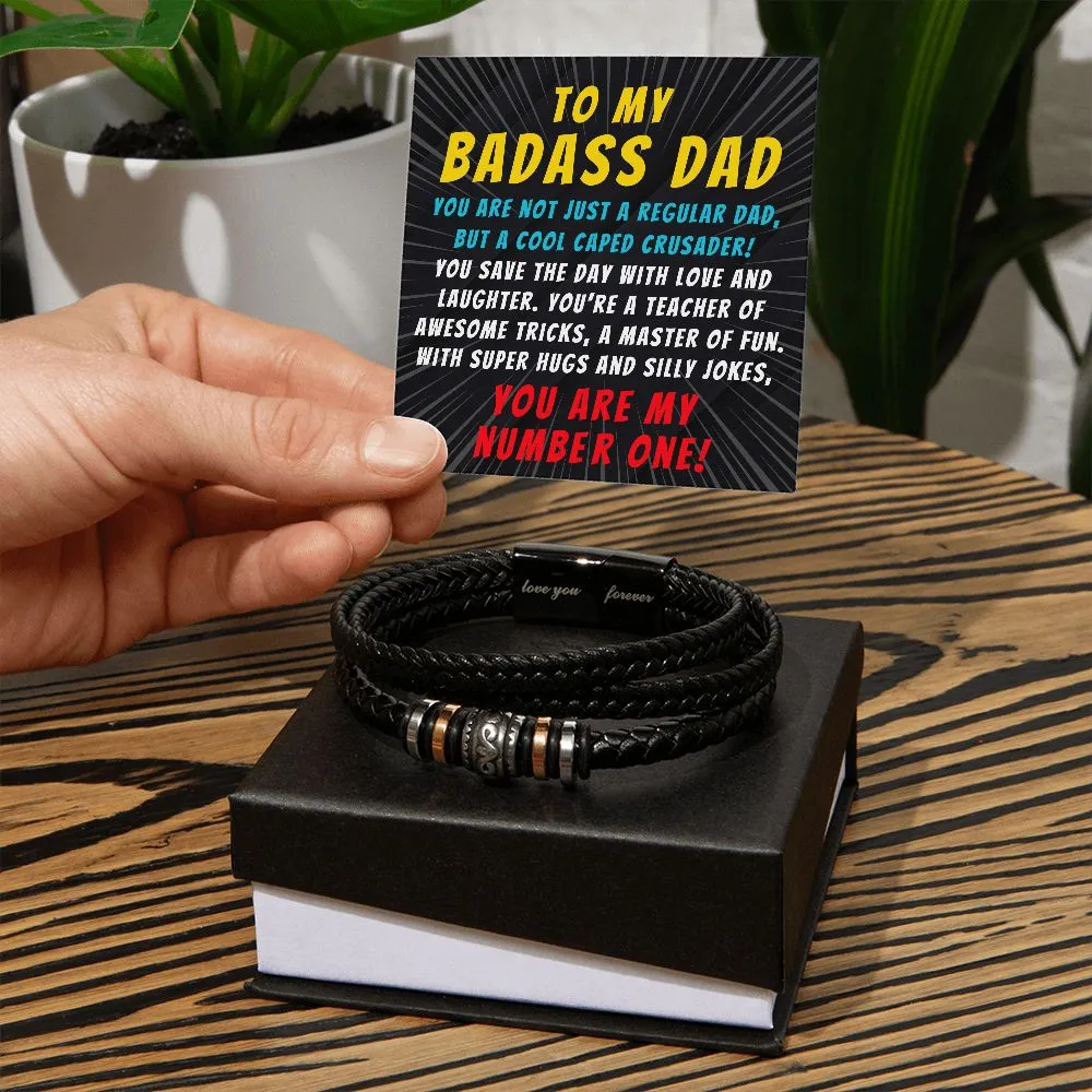 To My Badass Dad, You Are My Number One Superhero Love You Forever Men Bracelet for Father's Day