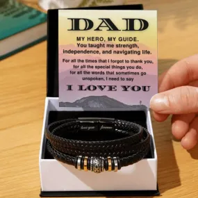 To My Dad, My Hero My Guide, Love You Forever Men Bracelet For Father's Day