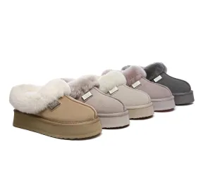 UGG Slippers Women Sheepskin Wool Collar Ankle Platform Ankle Booties Gabri