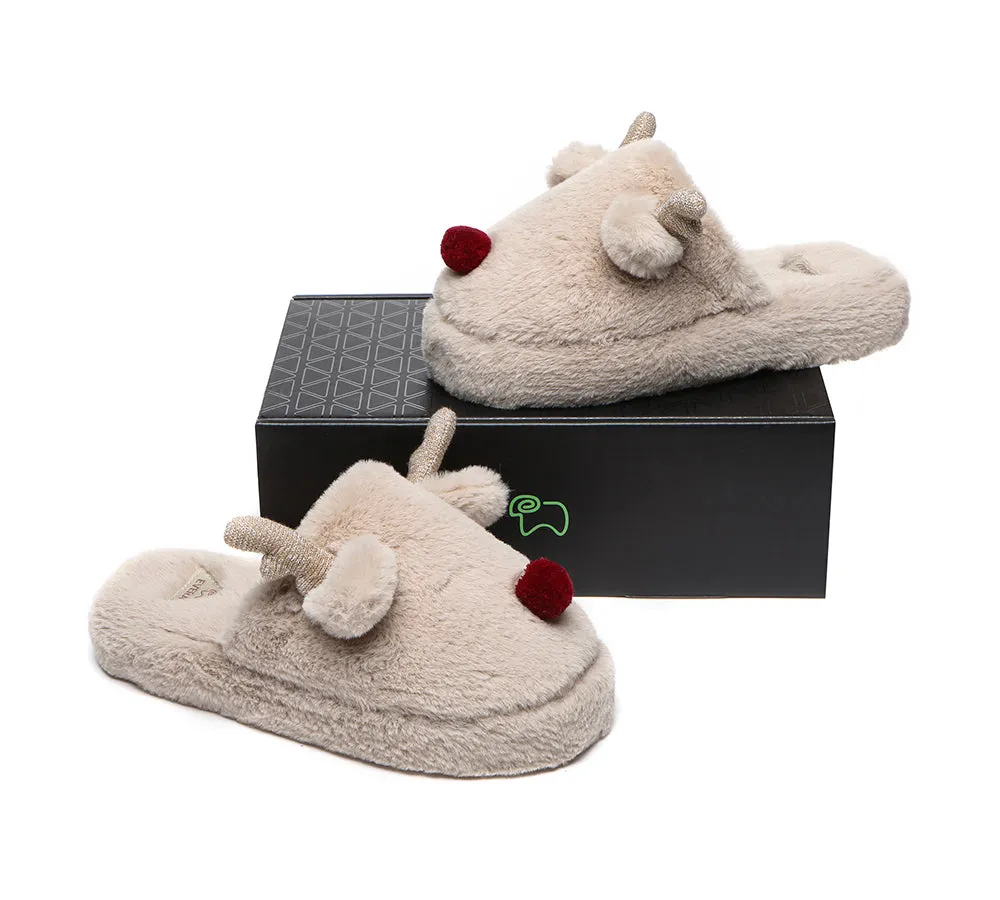 Ultra Plush Unisex Reindeer Slippers