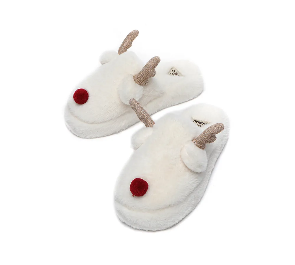 Ultra Plush Unisex Reindeer Slippers