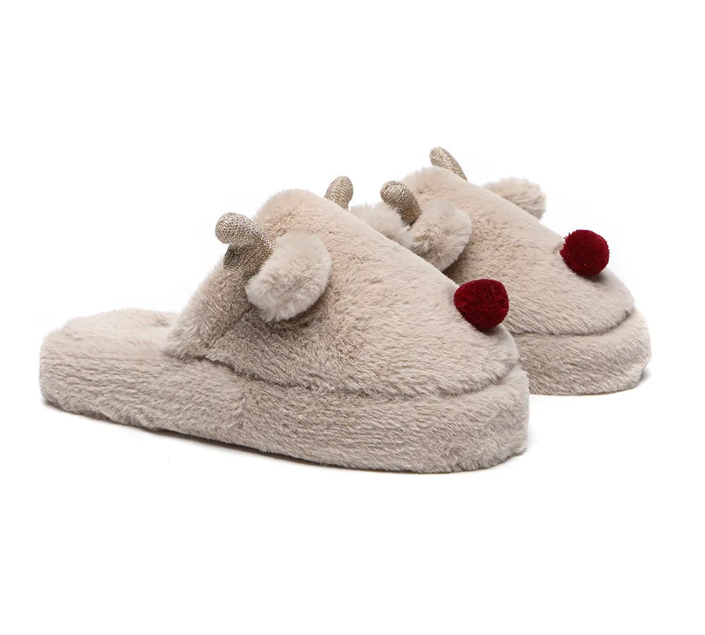 Ultra Plush Unisex Reindeer Slippers