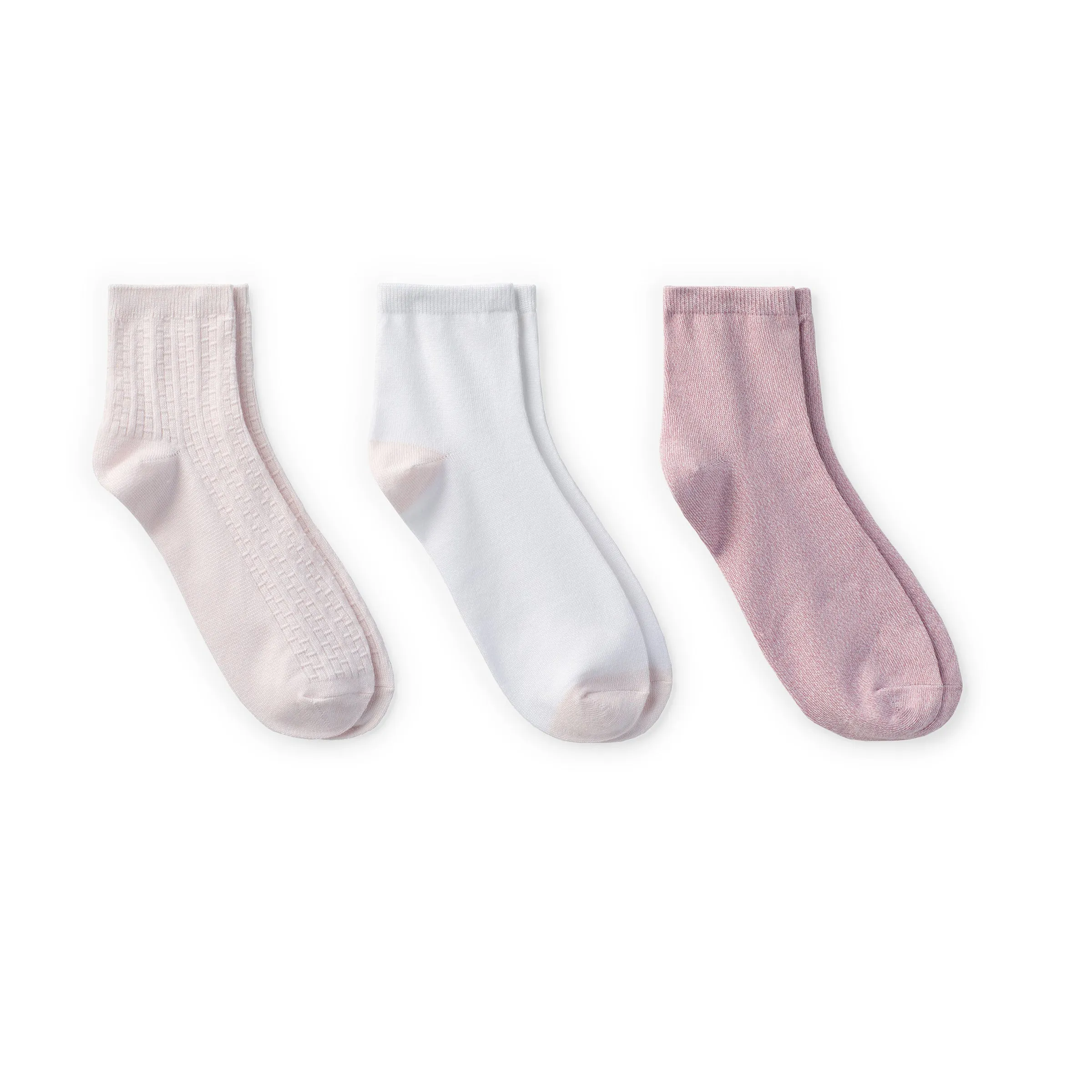 Vertical Texture Anklet Sock 3 Pack