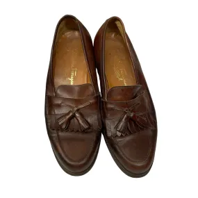 Vintage Designer Ferragamo Men's Leather Loafers with Tassels Made in Italy